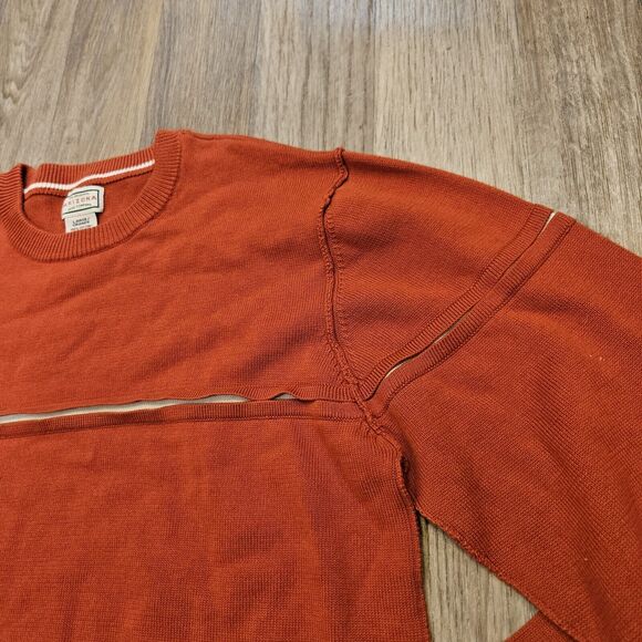 Vtg Arizona Jean Sweater Mens L Orange 1 Stripe Y2K Preppy Cotton Boho Cottage - Picture 3 of 8
